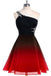 one shoulder beads ombre chiffon short prom dresses a line homecoming dresses