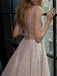 sparkly a line sequins plunging neckline backless long prom dress