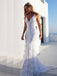 fancy backless mermaid wedding dress white spaghetti straps tulle