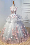 Gorgeous Princess Ball Gown Appliques Long Prom Dresses Quinceanera Dress GP652