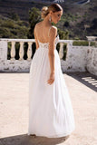 flowy beach wedding dress white backless bridal gown with split