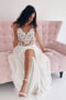Flowy Beach Wedding Dress White Backless Bridal Gown with Split PW454
