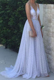 Beach Lace Wedding Dress A-Line Spaghetti Straps Bridal Gown PW337