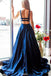 beautiful open back royal blue prom dress long satin formal gown