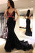 black lace mermaid prom dresses v neck backless evening gown