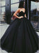 black tulle sweetheart pleats prom dress ball gown floor length