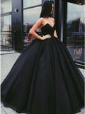 Black Tulle Sweetheart Pleats Prom Dress Ball Gown Floor-Length MP949