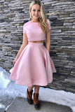 Blush Pink Two Piece Short Prom Dress, Simple Graudation Homecoming Dress GM377