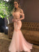 spring blush mermaid spaghetti prom dress drop sleeves party gown