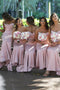 Blush Pink Long Bridesmaid Dresses Sweetheart Mermaid With Sweep Train PB153