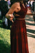 burgundy two piece long prom dress chiffon evening gowns