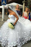 Sweetheart White Ball Gowns Wedding Dress, Butterfly Bridal Gowns PW451