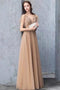 Charming A-Line Short Sleeves Tulle Prom Dresses Long Evening Gown With Beading MG149