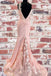 charming backless long pink prom dress mermaid evening gown with split