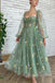charming floral prom dress ankle length a line long sleeves party gown