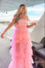 charming pink tulle layered prom dress strapless sleeveless evening gown