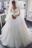 charming tulle white spaghetti straps ball gown wedding dress