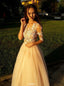Charming Floral Appliques Long Prom Dresses With 3/4 Sleeves MP766