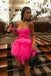 chic hot pink tulle homecoming dress short graduation party dress