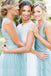 chic straps short asymmetrical bridesmaid dresses mint green tulle
