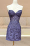Corset Lace Bodycon Homecoming Dress Sleeveless Sweetheart Purple Party Dress GM546