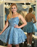 backless blue lace short homecoming dresses blue lace graduation dresses