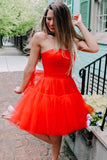 Cute Sweetheart A-Line Red Homecoming Dresses, Tulle Sweet 16 Dress GM482