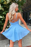 simple v neck lavender short prom dress short backless homecoming dress