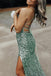 silver sequin mermaid long prom dresses backless evening gown