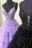 Long Prom Dress With Layered, Princess Appliques Beading Party Dresses GP567