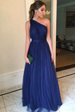 royal blue long prom dress one shoulder a line bridesmaid dresses mp875