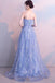 dusty blue tulle a line long prom dress with beading strapless evening gown