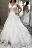 Elegant A-line Sleeveless Beach Long Wedding Dresses With Lace Applique PW512