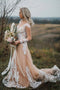 Elegant Long Sleeves Boho Sheath Wedding Dress with Appliques PW433