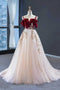 Elegant Straps Tulle with Velvet Red Long Prom Formal Dress, GP160