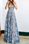 Elegant Blue Lace Prom Dresses Spaghetti-straps Backless Party Dress MP822