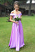 elegant off shoulder satin long bridesmaid dresses with split