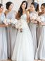 Elegant Pale Gray One Shoulder A-Line Chiffon Bridesmaid Dresses PB169