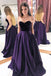 purple velvet satin sweetheart long prom dresses with pockets