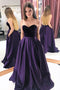 Purple Velvet Satin Sweetheart Long Prom Dresses With Pockets MP823