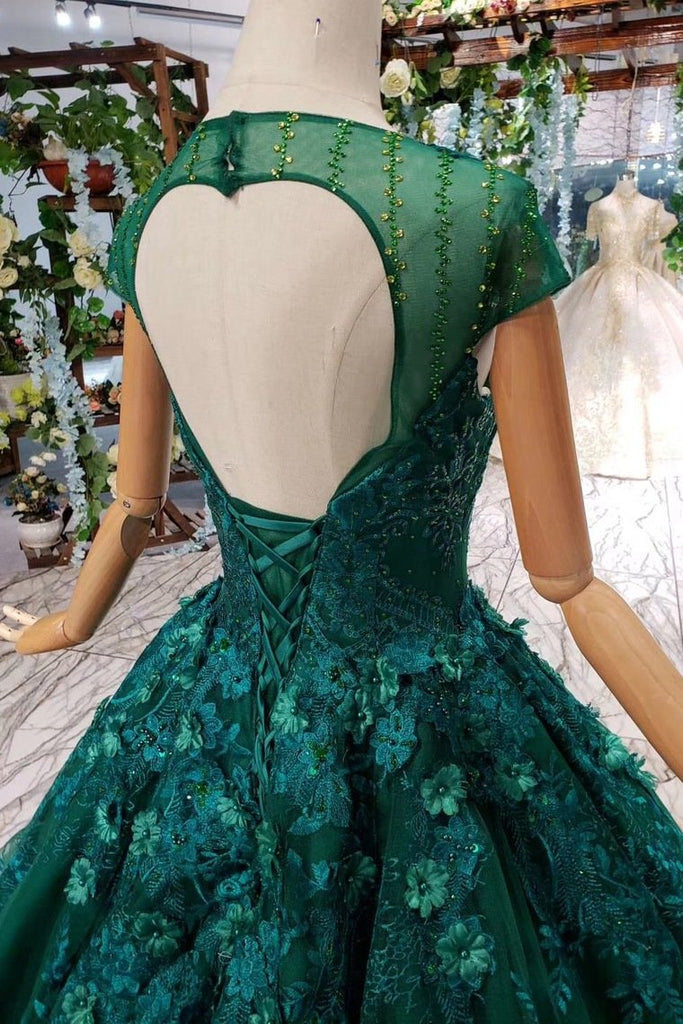 elegant scoop cap sleeves prom dress with appliques military ball gown