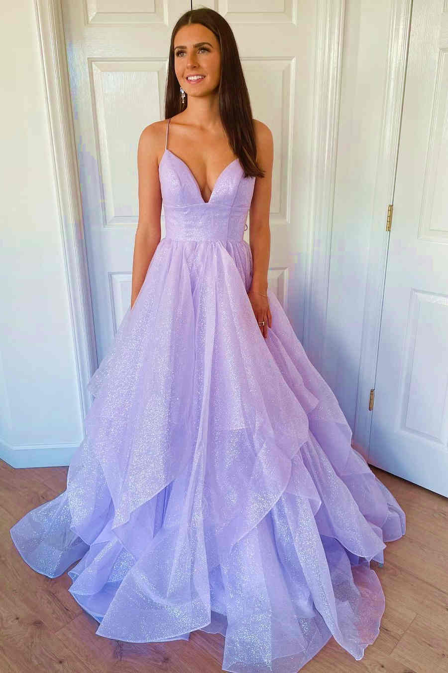 Princess Sweet 16 Dresses Lavender Tiered Tulle Formal Dress GP278