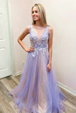 Princess A-Line Lavender Long Formal Dress with Appliques GP267