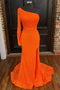 Orange Long Sleeve Sequined Mermaid Prom Dress with Slit GP530