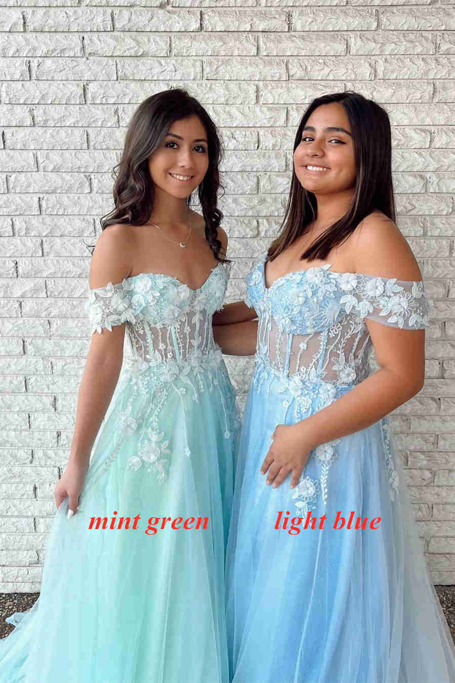 Mint Green Off the Shoulder A-Line Formal Dress with Appliques GP263