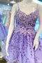 Gorgeous Lilac Straps Short Homecoming Dresses with Appliques GM582