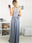 Lace Round Neck Floor-Length Satin Long Prom Dress with Split MP1091