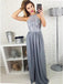 lace round neck floor length satin long prom dress with split