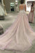 a line v neck appliques tulle wedding dress with open back