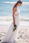 Flowy Strapless Boho Wedding Dress, Backless Two Piece Lace Wedding Dress PW222